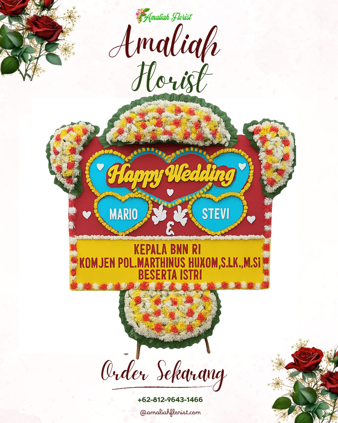 Papan Bunga Pernikahan Bergas